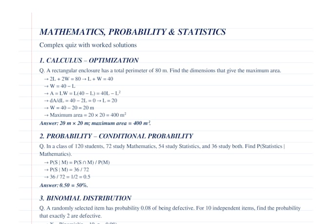 provide clear step by step  tutoring in mathematics, probability and statistics